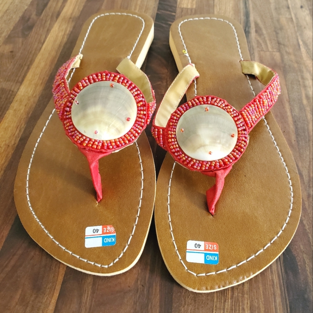 Bali beaded shell sandals